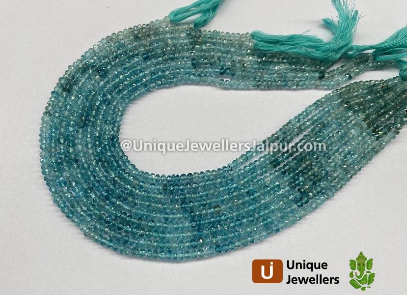 Blue Zircon Shaded Faceted Roundelle Beads