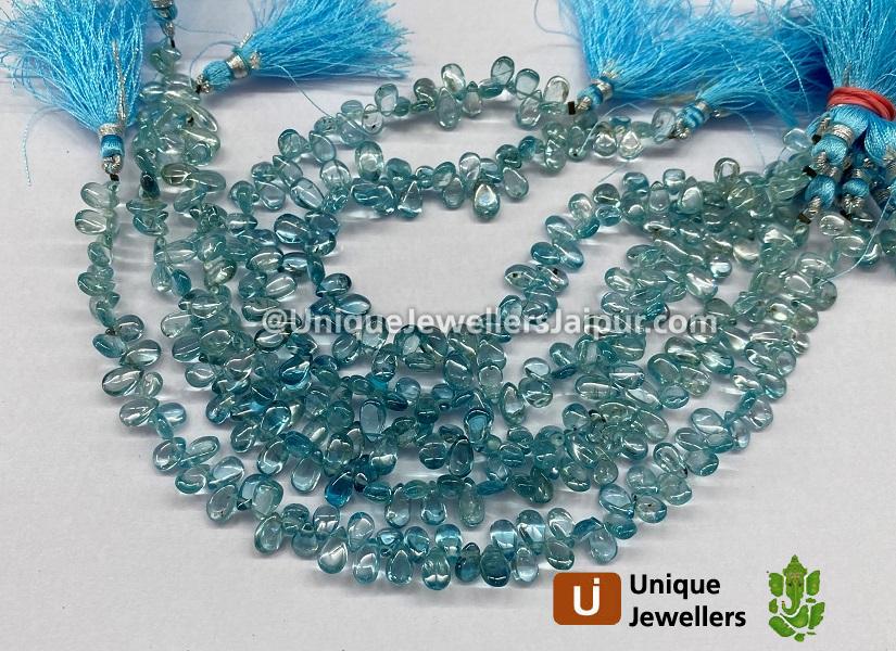 Blue Zircon Smooth Pear Beads