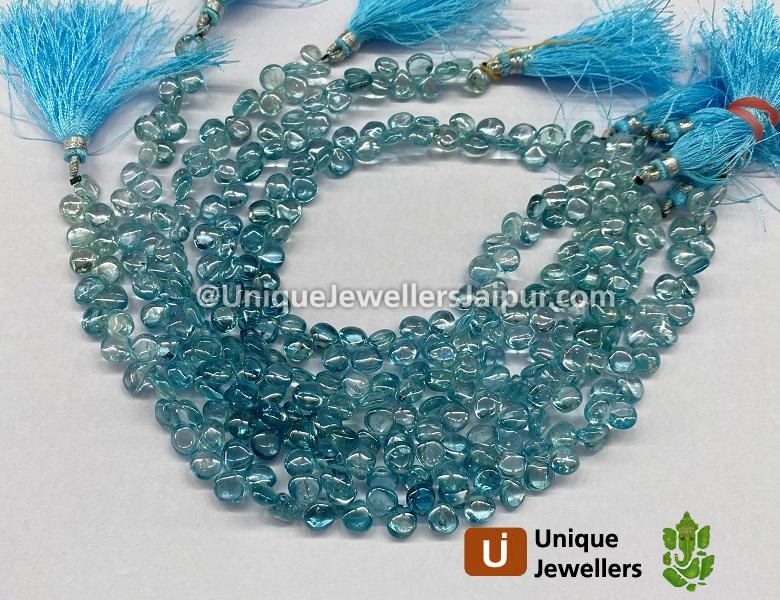 Blue Zircon Smooth Heart Beads