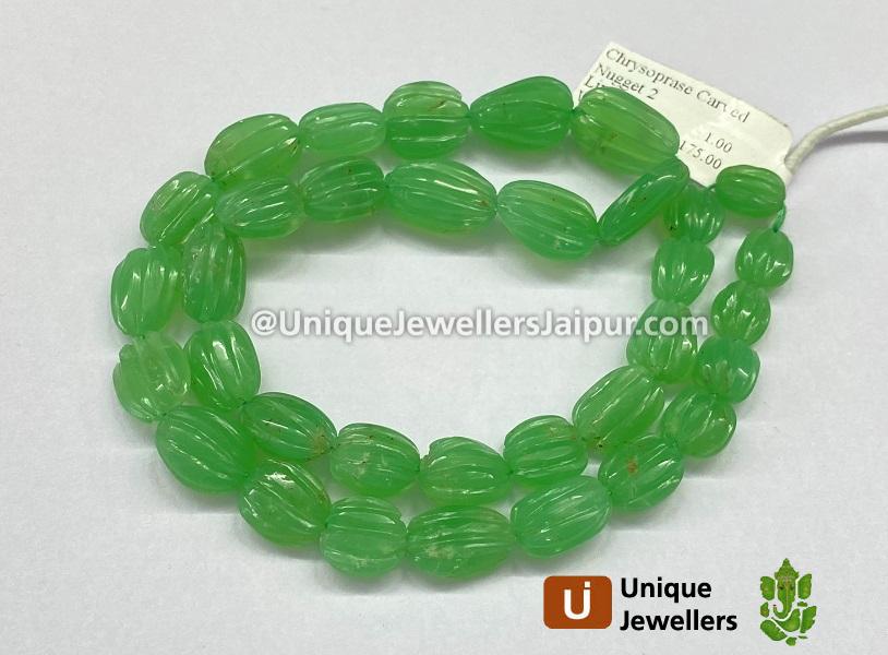 Chrysoprase Carved Nugget Beads