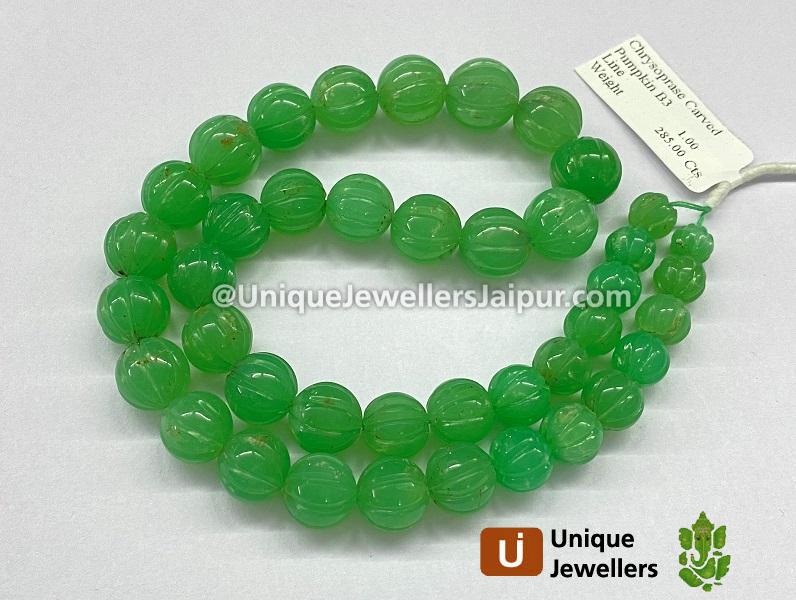 Chrysoprase Carved Pumpkin Beads