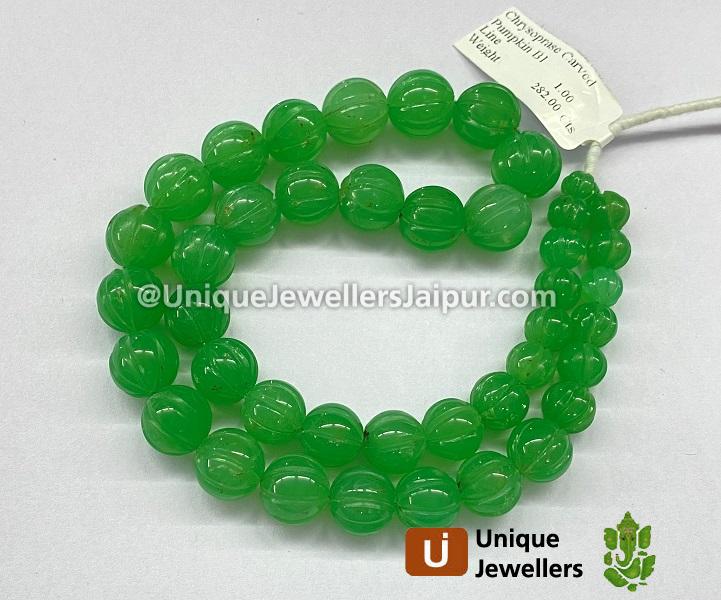 Chrysoprase Carved Pumpkin Beads