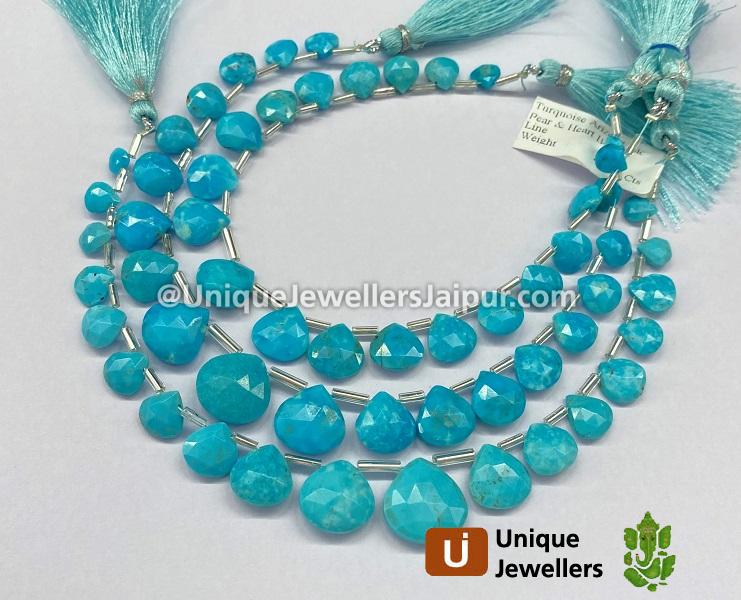 Turquoise Arizona Faceted Heart Beads