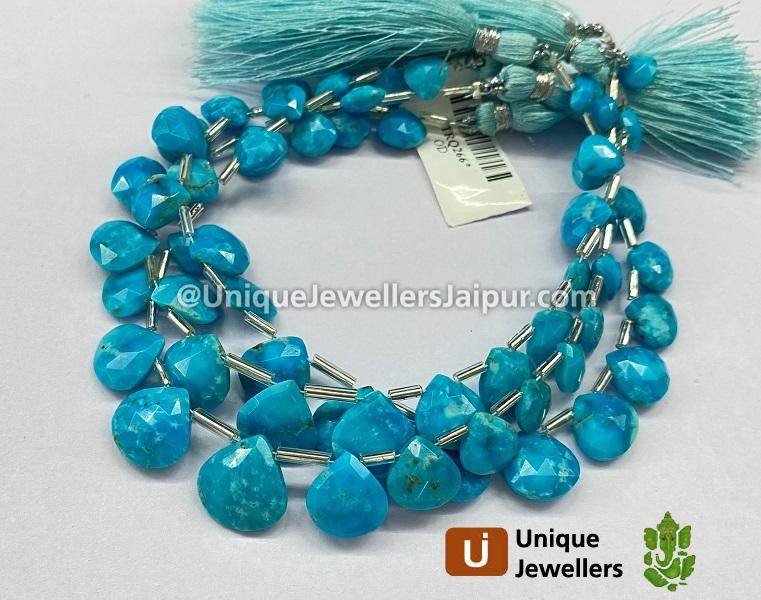 Turquoise Arizona Faceted Heart Beads