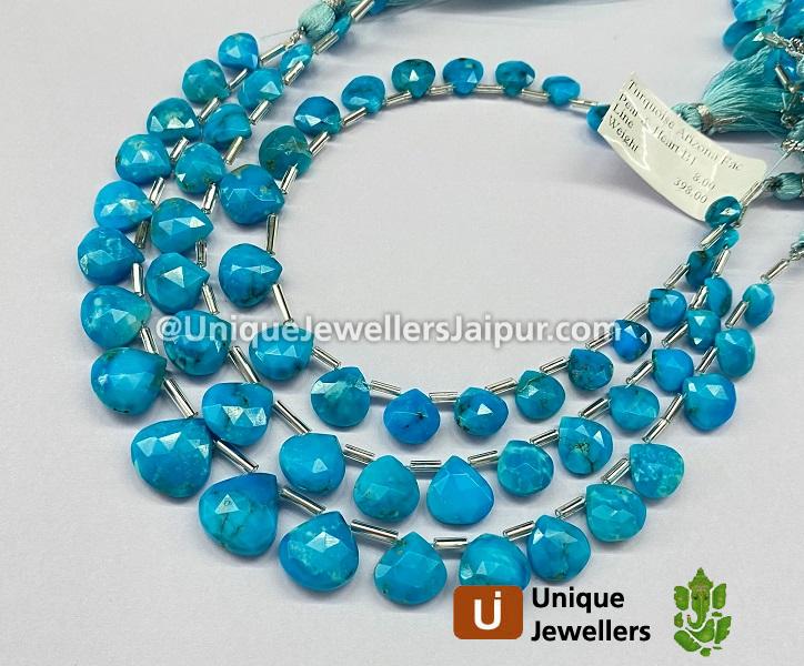 Turquoise Arizona Faceted Heart Beads