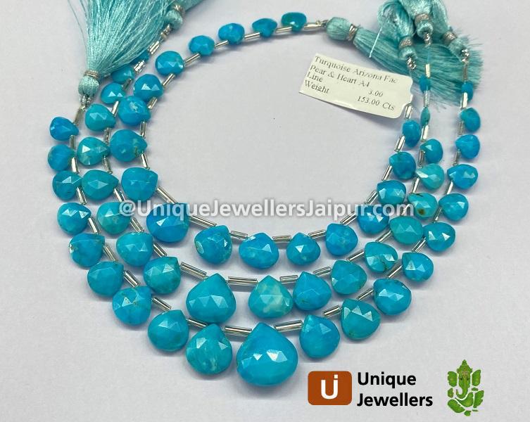 Turquoise Arizona Faceted Heart Beads