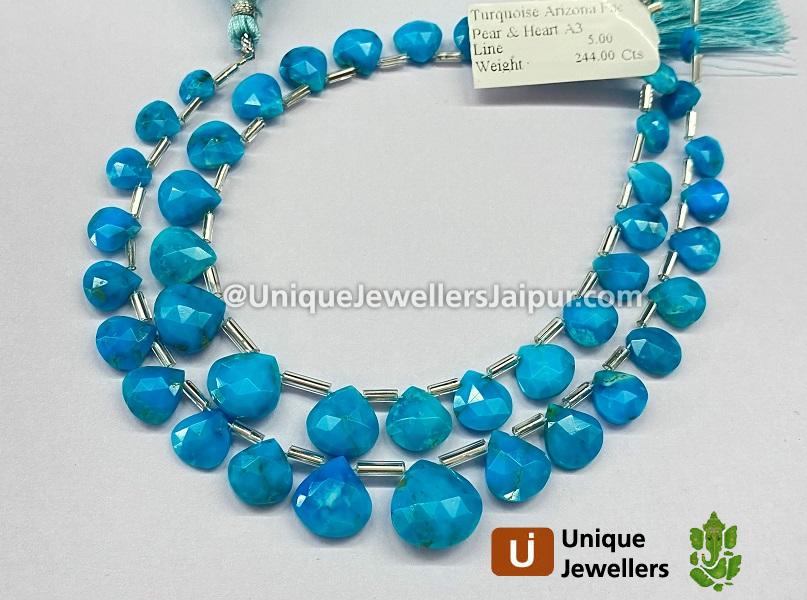 Turquoise Arizona Faceted Heart Beads