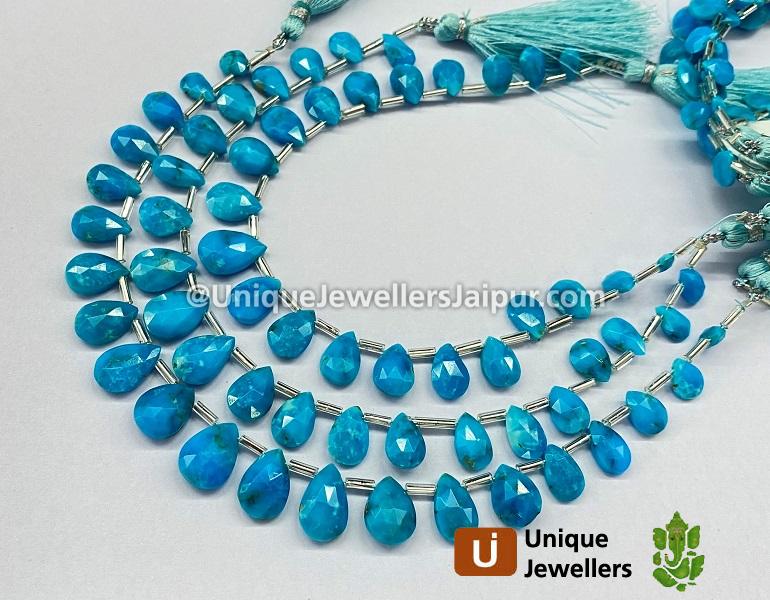 Turquoise Arizona Faceted Pear Beads