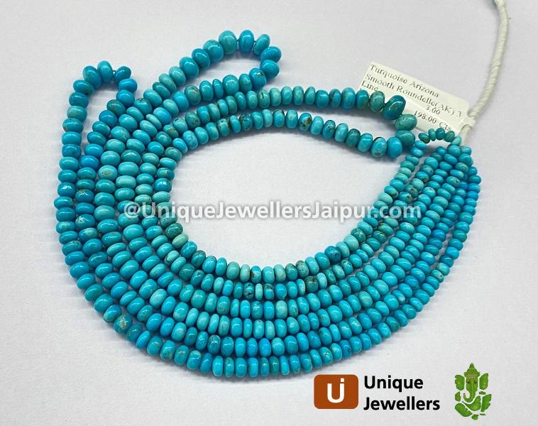 Turquoise Arizona Smooth Roundelle Beads