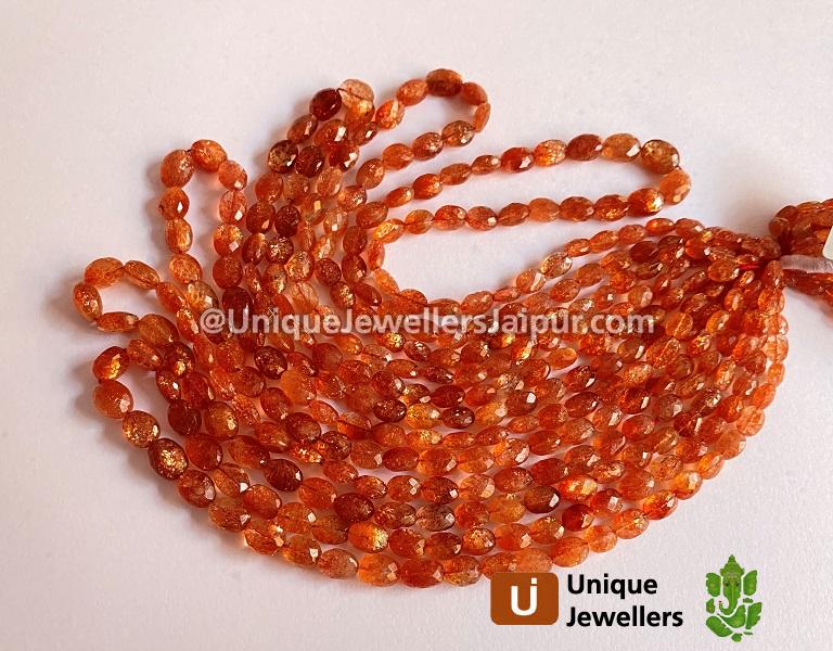 Sunstone Faceted Oval Beads