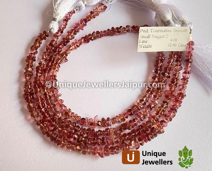 Pink Tourmaline Smooth Small Nugget Beads