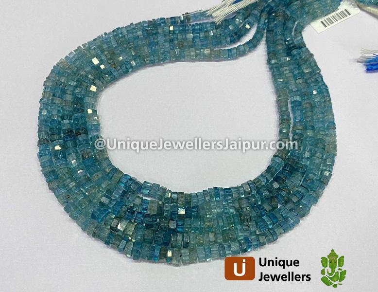 Blue Zircon Step Cut Bolt Beads