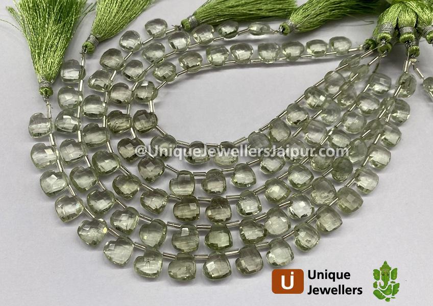 Green Amethyst Faceted Fancy Heart Beads