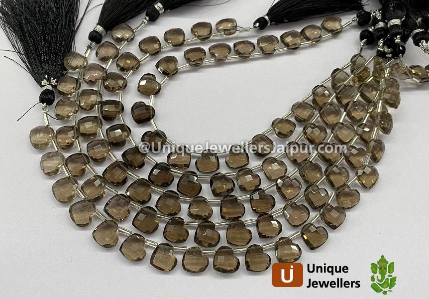 Smoky Quartz Faceted Fancy Heart Beads