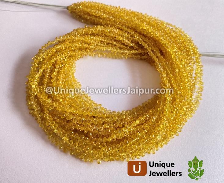 Yellow Songea Sapphire Faceted Drops Beads