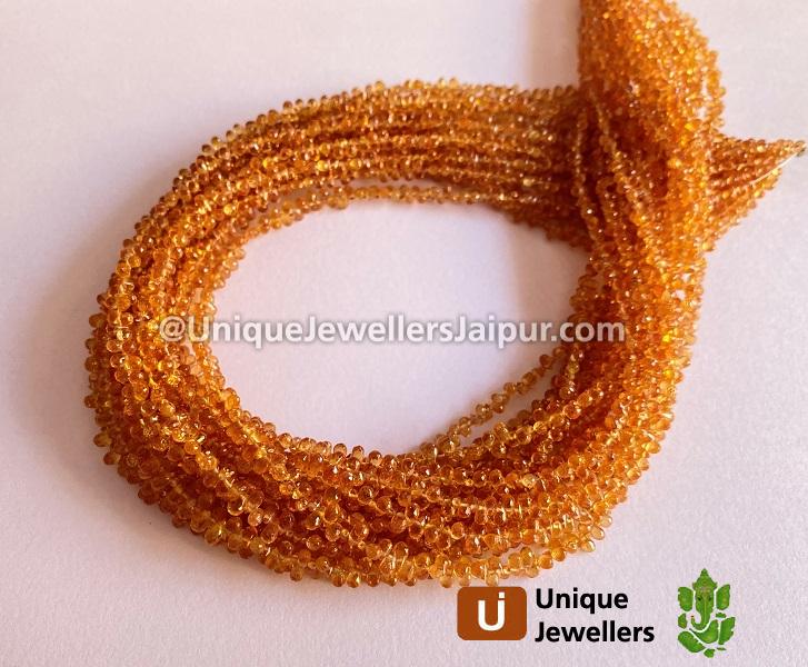 Orange Songea Sapphire Faceted Drops Beads