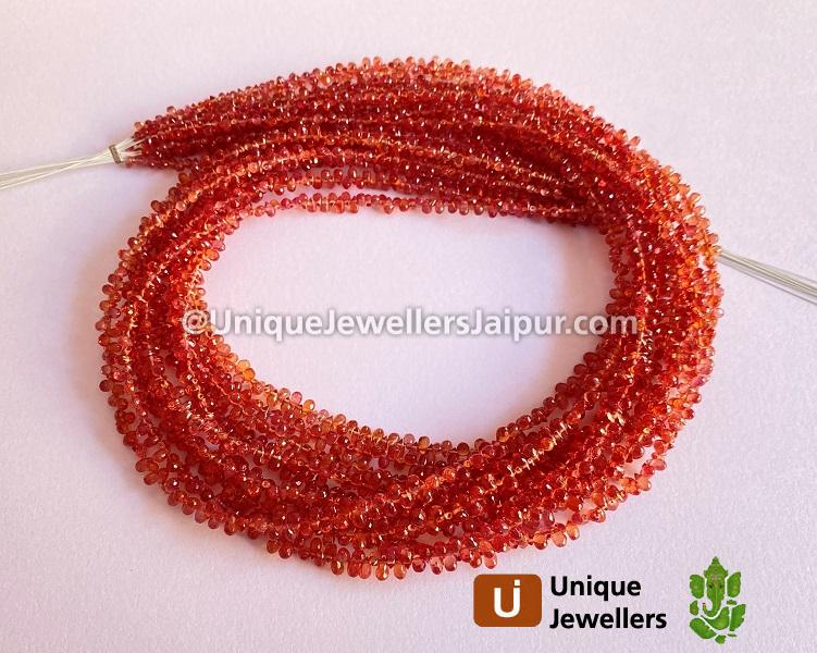 Red Songea Sapphire Faceted Drops Beads
