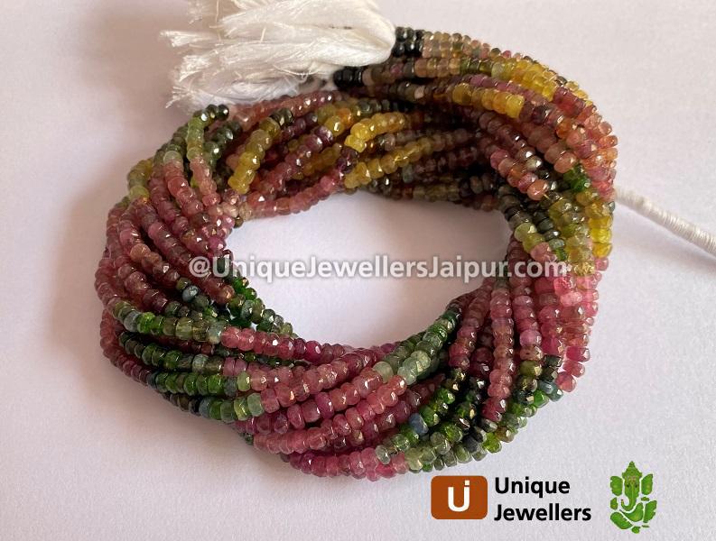 Tourmaline Far Faceted Roundelle Beads