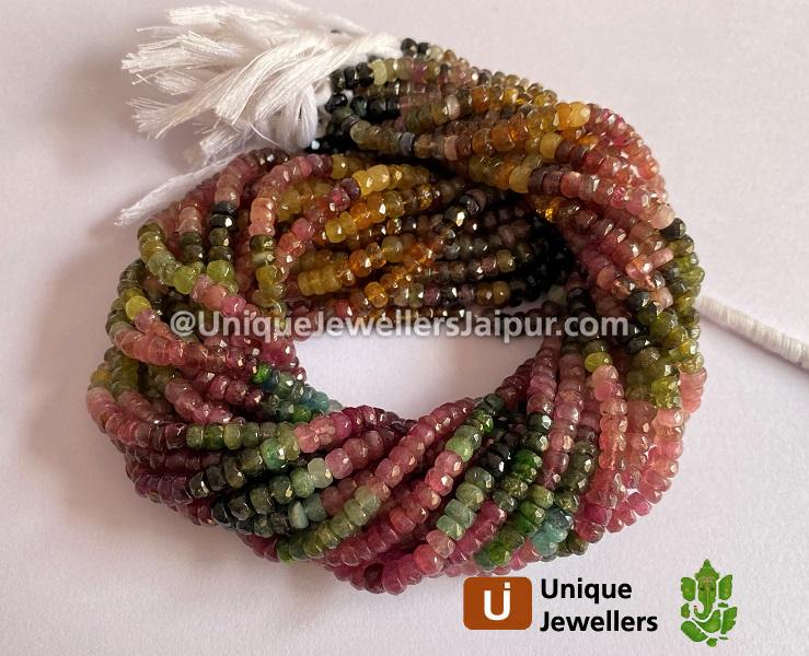 Tourmaline Far Faceted Roundelle Beads