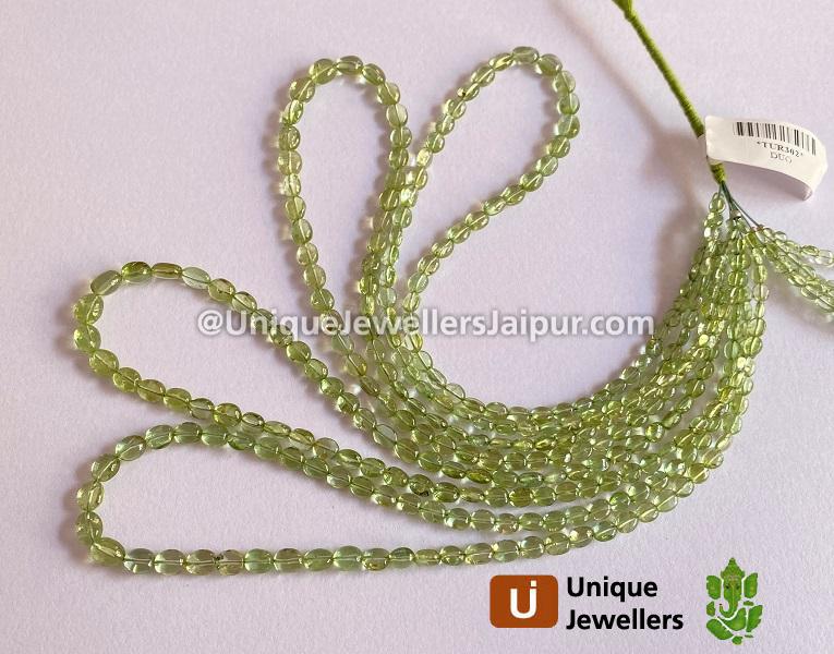 Basil Green Tourmaline Smooth Oval Beads