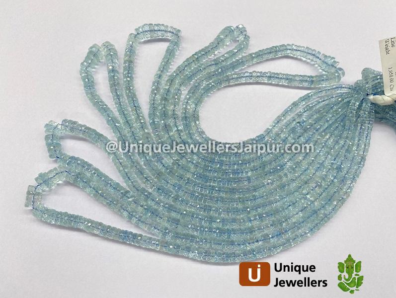 Aquamarine Faceted Tyre Beads