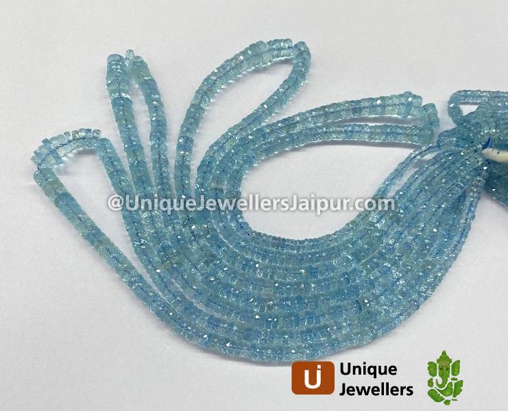 Aquamarine Faceted Tyre Beads