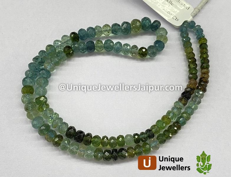 Blue Tourmaline Shaded Faceted Roundelle Beads