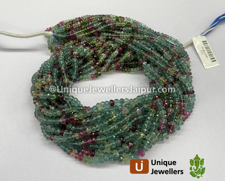 Blue Tourmaline Multi Faceted Roundelle Beads