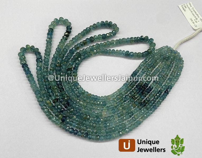 Blue Tourmaline Shaded Faceted Roundelle Beads