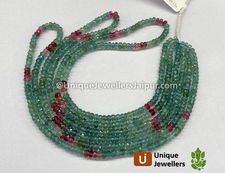 Blue Tourmaline Multi Faceted Roundelle Beads