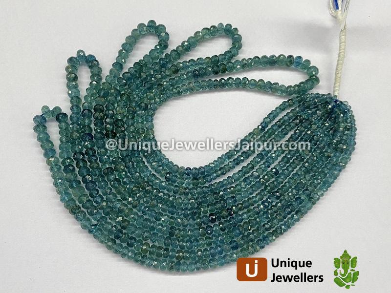 Indicolite Blue Tourmaline Faceted Roundelle Beads