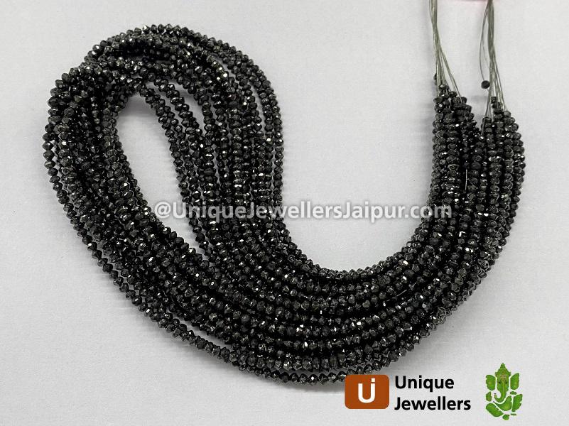 Black Diamond Faceted Roundelle Beads