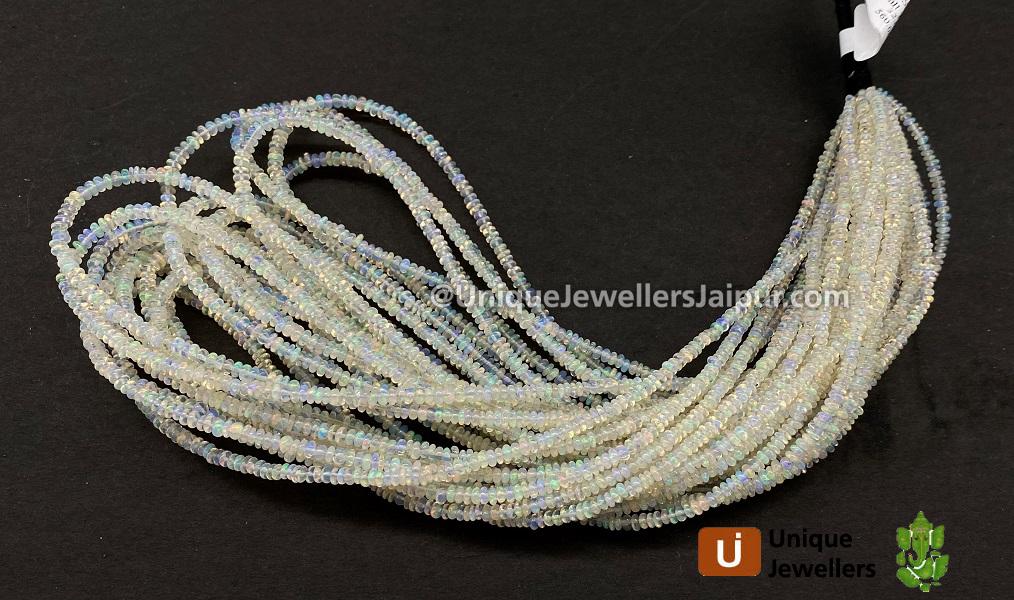 White Ethiopian Opal Smooth Roundelle Beads