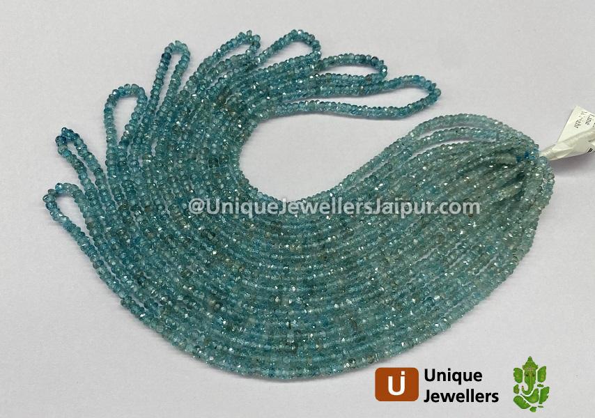 Natural Blue Zircon Faceted Roundelle Beads