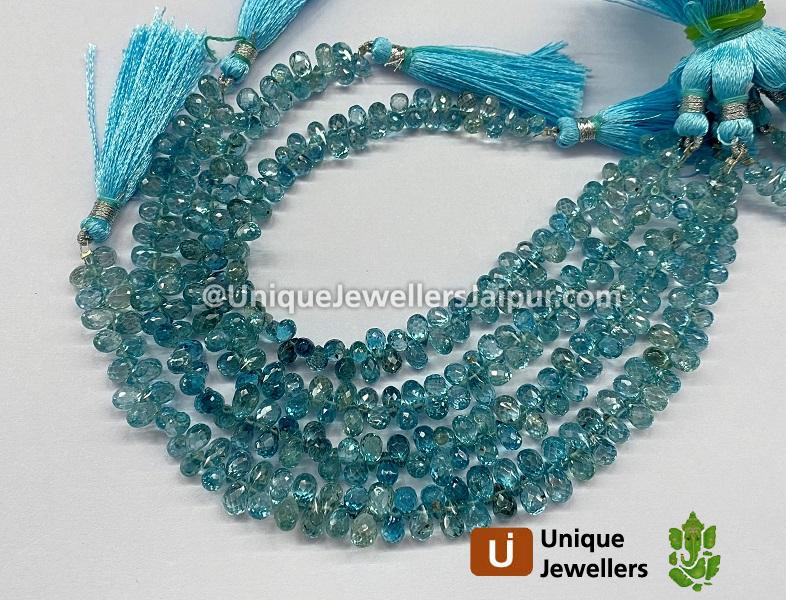 Natural Blue Zircon Far Faceted Drops Beads