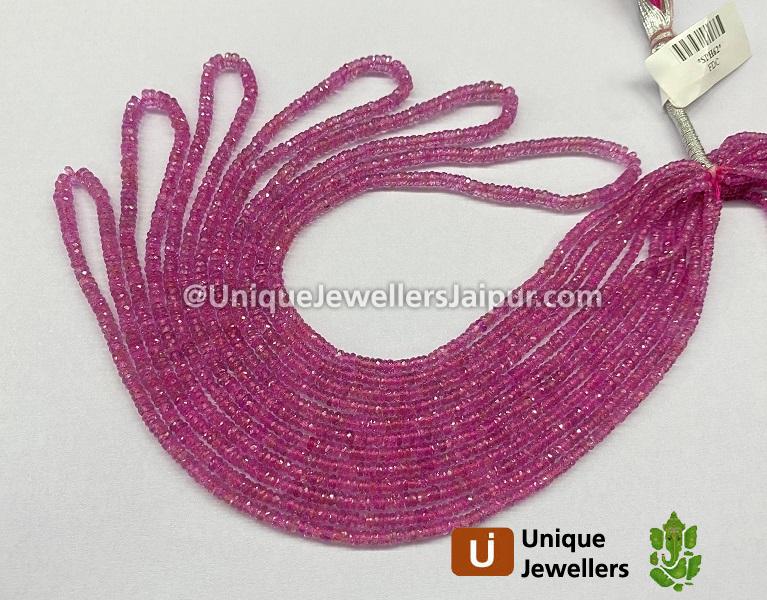 Natural Pink Sapphire Faceted Roundelle Beads