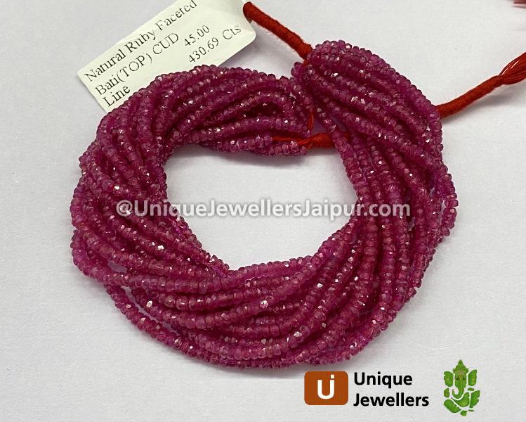 Natural Ruby Faceted Roundelle Beads