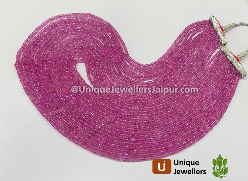 Natural Pink Sapphire Faceted Roundelle Beads