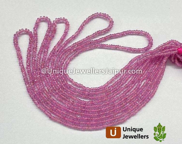 Natural Rouge Pink Sapphire Smooth Roundelle Beads