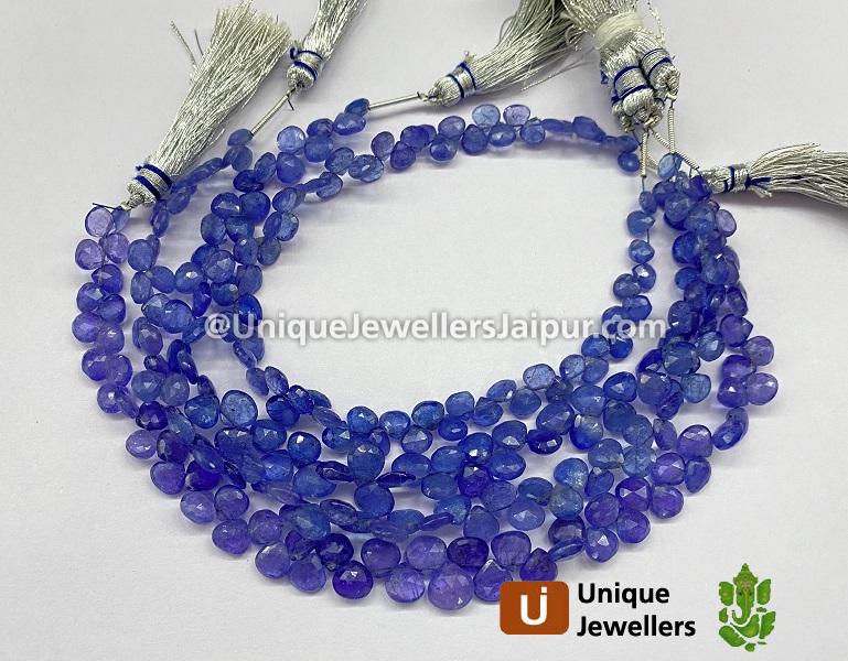 Tanzanite Faceted Heart Beads