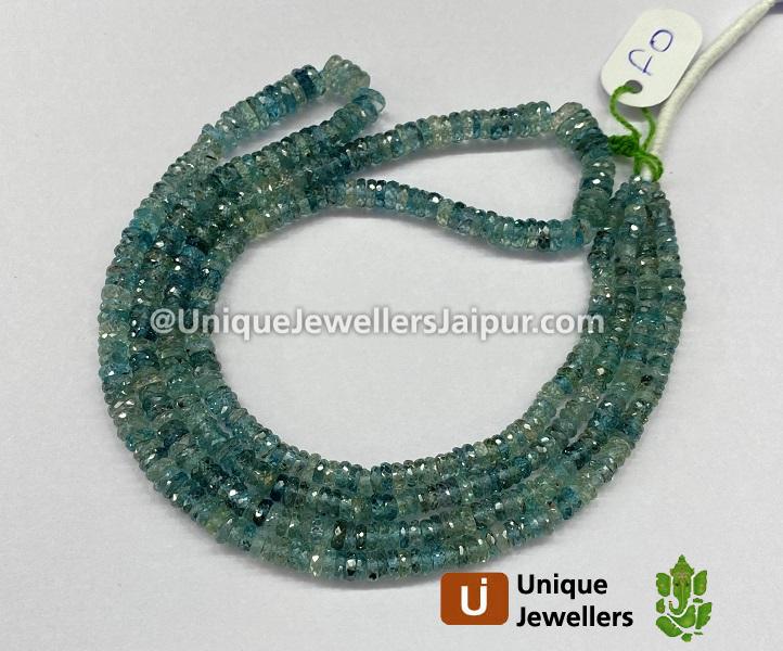 Natural Blue Zircon Faceted Tyre Beads
