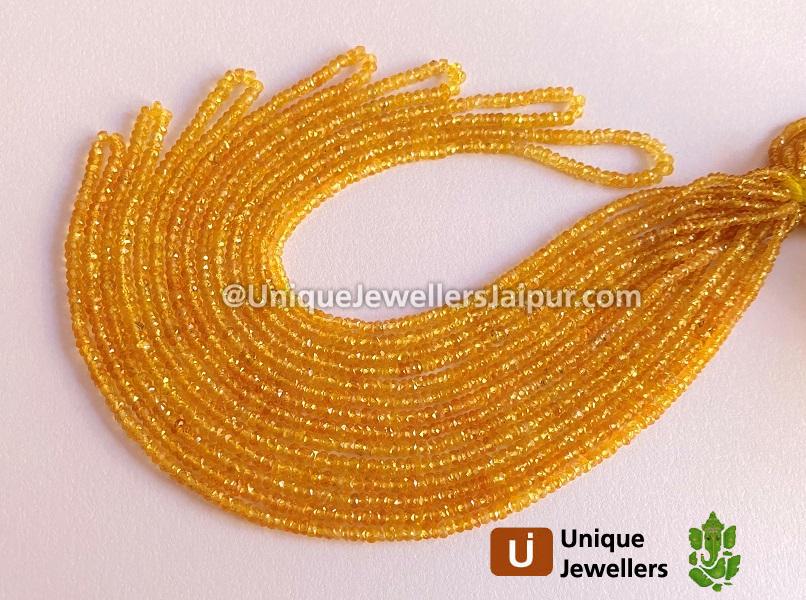 Yellow Songea Sapphire Faceted Roundelle Beads