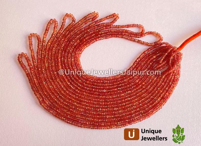 Red Songea Sapphire Faceted Roundelle Beads