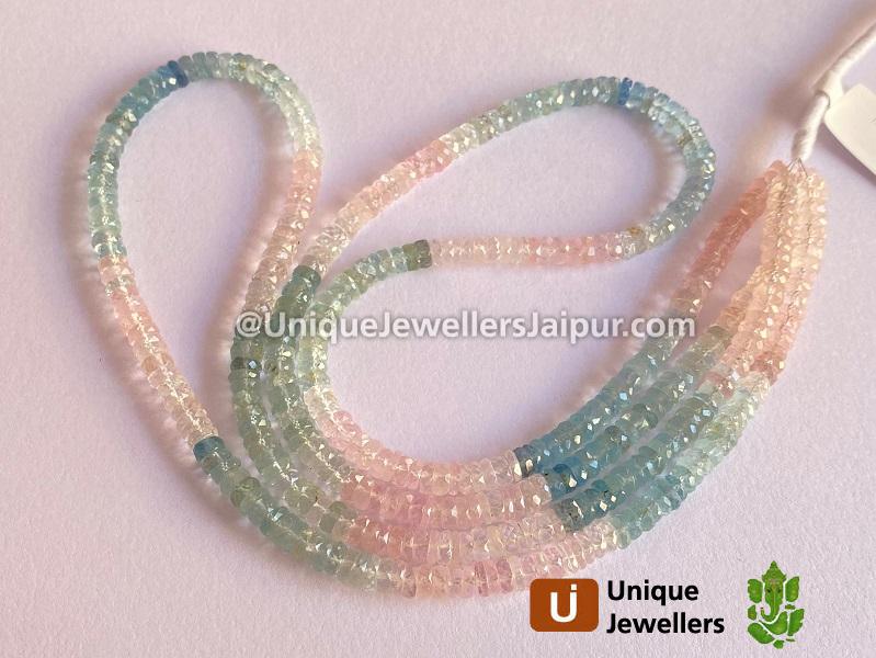 Multi Aquamarine Faceted Tyre Beads