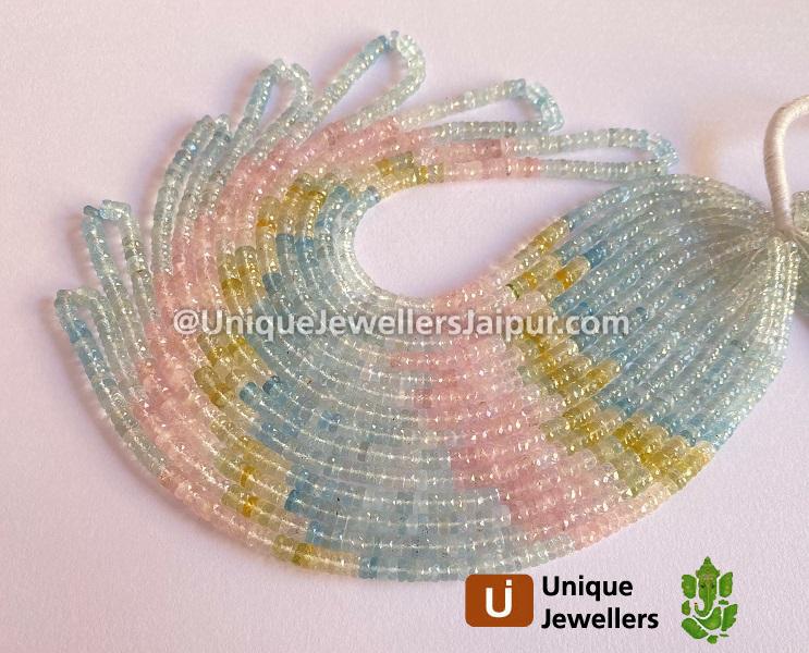 Multi Aquamarine Faceted Tyre Beads