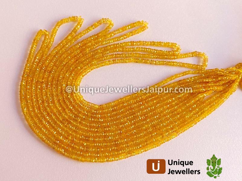 Yellow Songea Sapphire Faceted Roundelle Beads