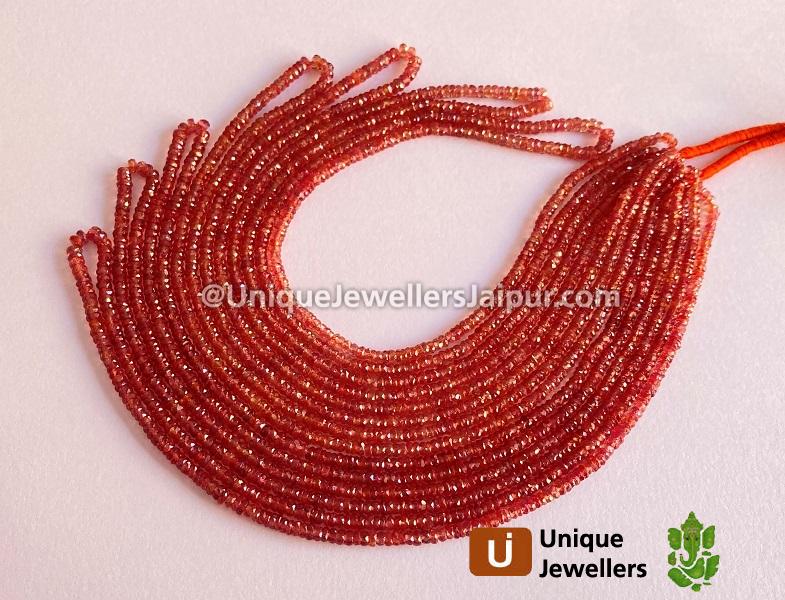 Red Songea Sapphire Faceted Roundelle Beads