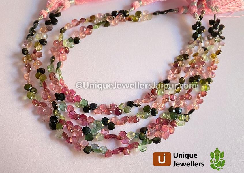 Tourmaline Faceted Heart Beads