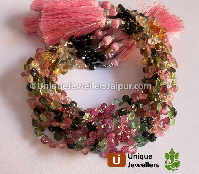 Tourmaline Faceted Heart Beads