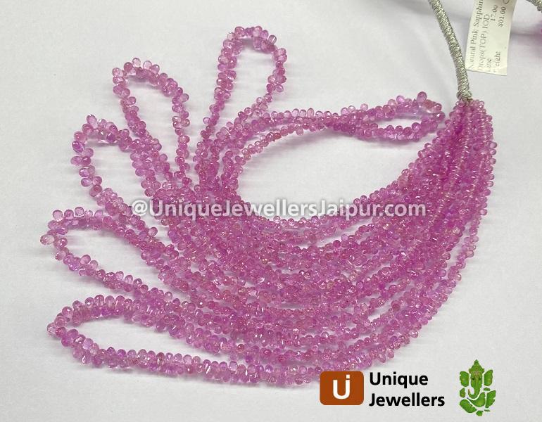 Natural Pink Sapphire Faceted Drops Beads